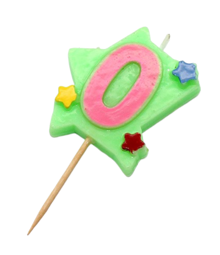 Свеча Цифра 0 Звездочки (цвета микс) 635686