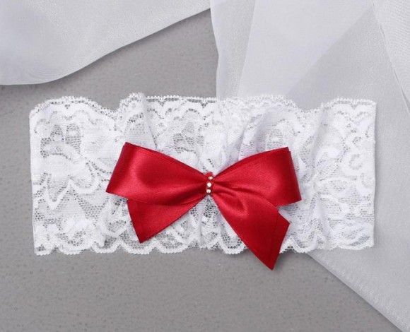 Подвязка для невесты Кармен Бело-Красная Арт-4439865