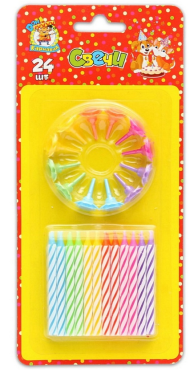 Свечи для торта разноцветные 24шт Арт-0466