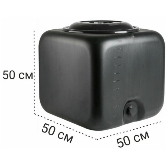 Бак для душа 100лит Чёрный квадратный М-3271