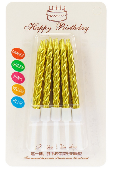 Свечи для торта Счастливый праздник Золото 10шт Арт-2985