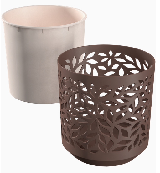 Горшок Leaves 2,5лит Мокачино/Пудра (с дренажной системой)