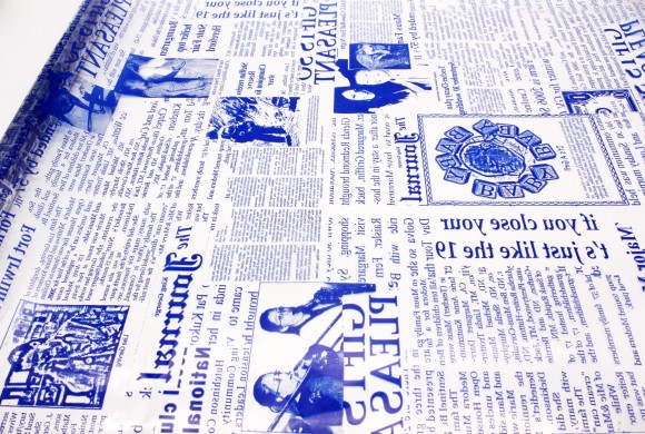 Пленка прозрачная с рисунком Газета NEW Оранжевый 70см/200гр