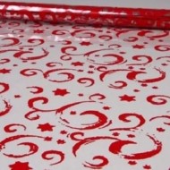 Пленка прозрачная с рисунком Звездопад Красный 70см/200гр