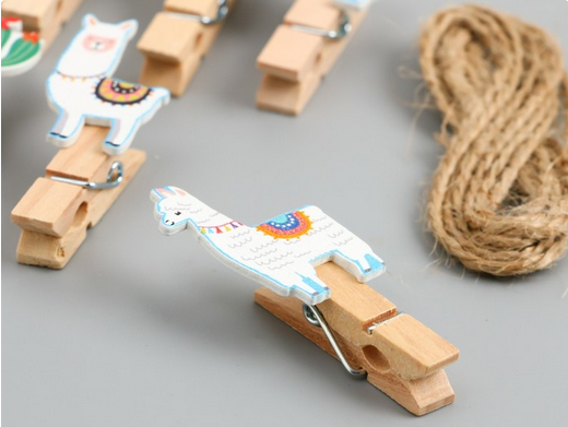 Прищепка Ламы и кактусы Арт-9917757 (1уп/10шт) ЦЕНА за ШТУКУ