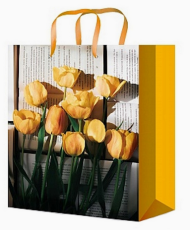 Сумочка пакет картон 140*200*65мм Жёлтые тюльпаны Арт-9032