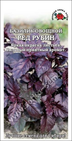 Пряность Базилик фиолетовый Ред Рубин ЦВ/П (СОТКА) 0,5гр среднеранний