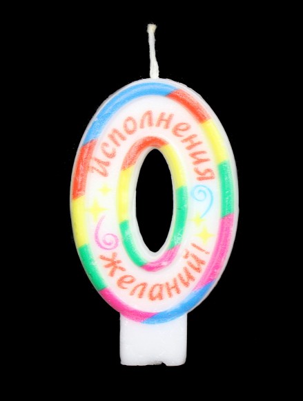 Свеча Цифра 0 Разноцветная