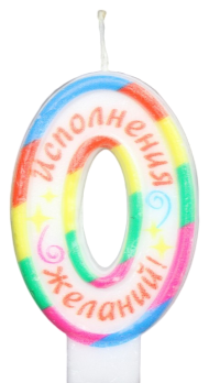 Свеча Цифра 0 Разноцветная
