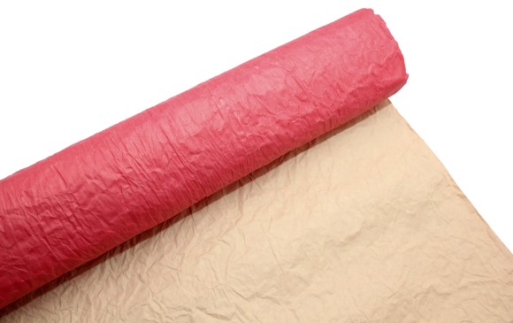 Бумага жатая двухцветная красный-кофе с молоком пастель 70см*5м