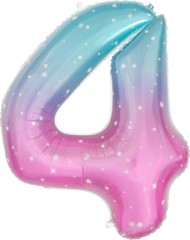Шар ЦИФРА фольгированный № 4 34"86см Розовый Нежные искры градиент