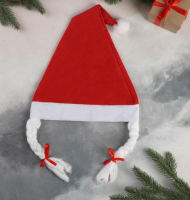 Колпак Новогодний с косами (текстиль) 37*27см Арт-700004
