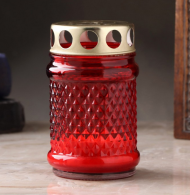 Свеча Поминальная Стекло Цилиндр Красная 142*173мм