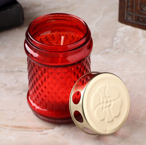 Свеча Поминальная Стекло Цилиндр Красная 142*173мм