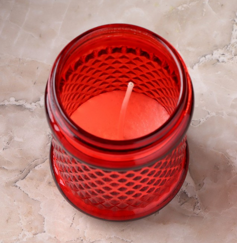 Свеча Поминальная Стекло Цилиндр Красная 142*173мм