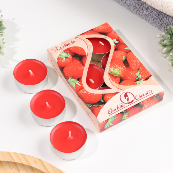 Свеча гильза Ароматизир Клубника Набор 6шт*12гр
