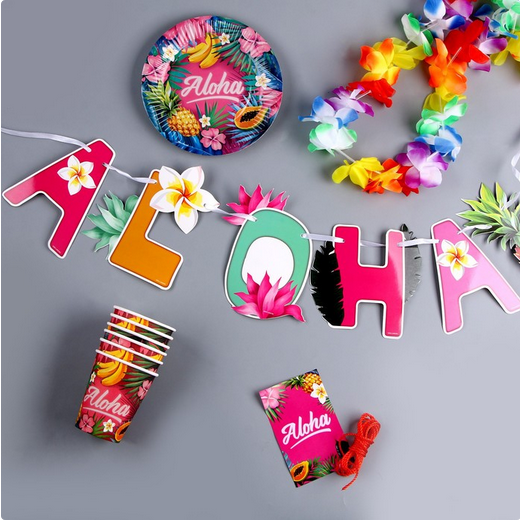 Набор бумажной посуды Aloha 6 персон Арт-7824913