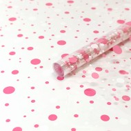 Пленка прозрачная с рисунком Конфетти Розово-Белая 70см/200гр