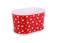 Горшок Горошек Овальное 5лит Бело-Красн с поддоном М-4068/ БАШ