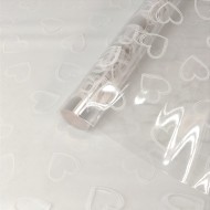 Пленка прозрачная с рисунком Сердечки контурные Белая 70см/200гр