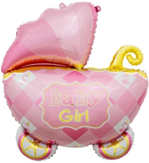 Шар фольгированый 35/89см Коляска для девочки розовый Шар фольгированый 35/89см Коляска для девочки розовый