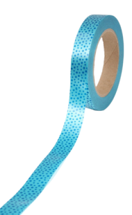 Лента Простая 2см*50ярд Горошек Синий на Голубом 2089