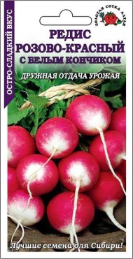 Редис Розово-красный с белым кончиком ЦВ/П (СОТКА) 2гр среднеранний кругл