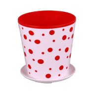 Горшок Горошек 1лит Красн-Белый с поддоном М-2752/ БАШ