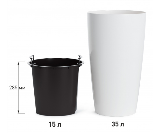 Горшок Рондо 35лит Белый (со вставкой 15лит) М-8879