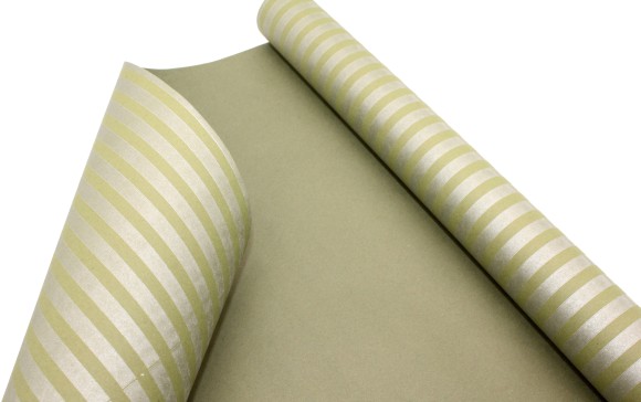 Бумага крафт Винтаж полоски серебро/салатовый 70см*8,5м