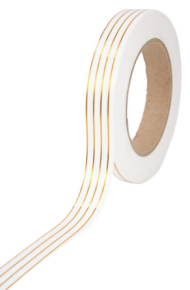 Лента Золот полоса Многополос 2см*50ярд Белая