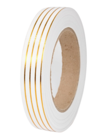 Лента Золот полоса Многополос 2см*50ярд Белая Лента Золот полоса Многополос 2см*50ярд Белая