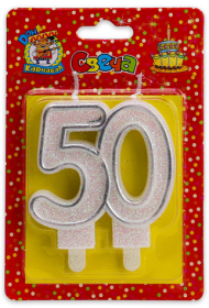 Свечи для торта Значимые даты 50 Серебряная Арт-2496