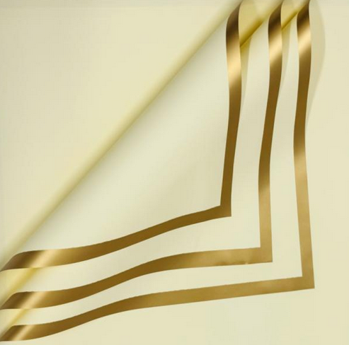 Пленка Листами Матовая Рамка Золото-Сливочно Жёлтая 58/58см (1уп/20шт) Цена за 1ЛИСТ Пленка Листами Матовая Рамка Золото-Сливочно Жёлтая 58/58см (1уп/20шт) Цена за 1ЛИСТ