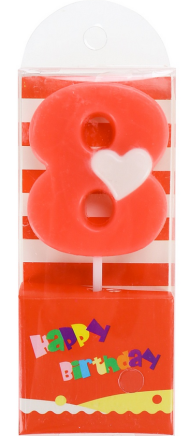 Свеча Цифра 8 с Сердечком Арт-С-2997