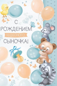 Открытка С рождением чудесного сыночка Арт 14.996.00