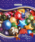 Сумочка пакет п/э 400*470мм Новогодние игрушки Арт-646284