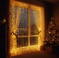 Электрогирлянда Штора 300*200см Дождик Жёлтая