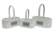 Корзина Набор Плетеных 3шт Flowers NEW Овальные белые D-21/25/28см