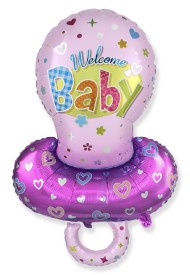 Шар фольгированный 14/36см Соска пустышка для девочки розовый