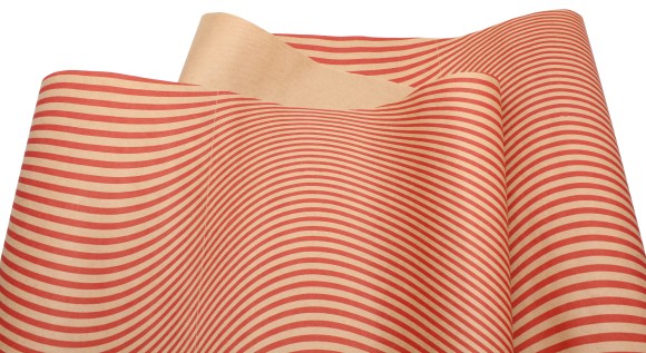 Бумага крафт Европа волна красный на коричневом 70см*8,5