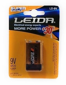 Батарейка Крона LEIDA 9V (солевая 6F22)