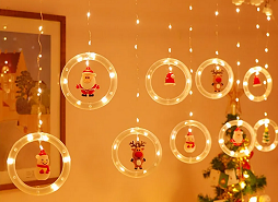 Электрогирлянда Штора 230*140*65мм Кольца с Дедом Морозом Арт-965534 Электрогирлянда Штора 230*140*65мм Кольца с Дедом Морозом Арт-965534