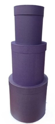 Набор коробок Круглых Крафт Однотон 3шт Фиолетов (H25см W26см)(H23см W20см)(H18см W16см)
