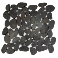 Каменная мозаика MS-00-3 BCP ГАЛЬКА овал Чёрная МАТОВАЯ