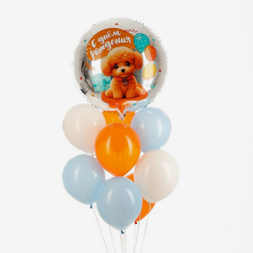 Фонтан из шаров Собачка 9шт латекс+фольга Арт-10660802