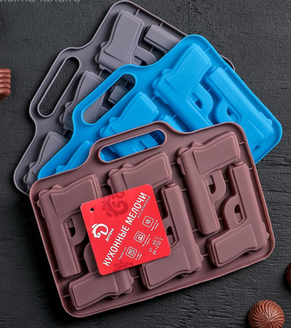 Форма силиконовая для Льда и Кондитерских украшений Пистолет Арт-2389453 19*14см