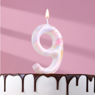 Свеча Цифра 9 Белый мрамор Гигант Арт-6990828