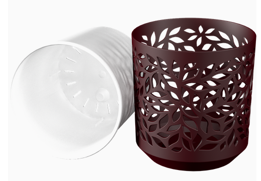 Горшок Leaves 2,5лит Бордо/Белый (с дренажной системой)