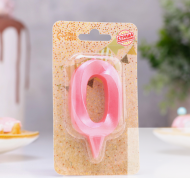 Свеча цифра 0 Грань Розовая Арт-3955